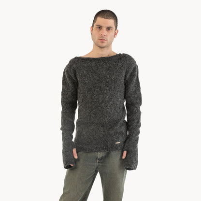 MOHAIR SHOULDER BUTTON KNIT SWEATER